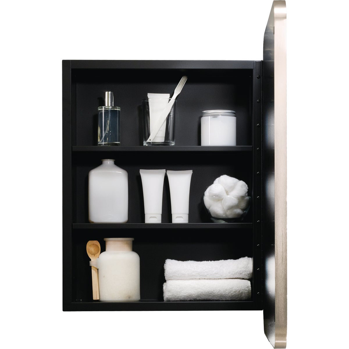 Zenna Home Designer Series Brushed Nickel 16 In. W x 24 In. H x 5 In. D Single Mirror Surface/Recess Mount Rectangle Medicine Cabinet Image 5