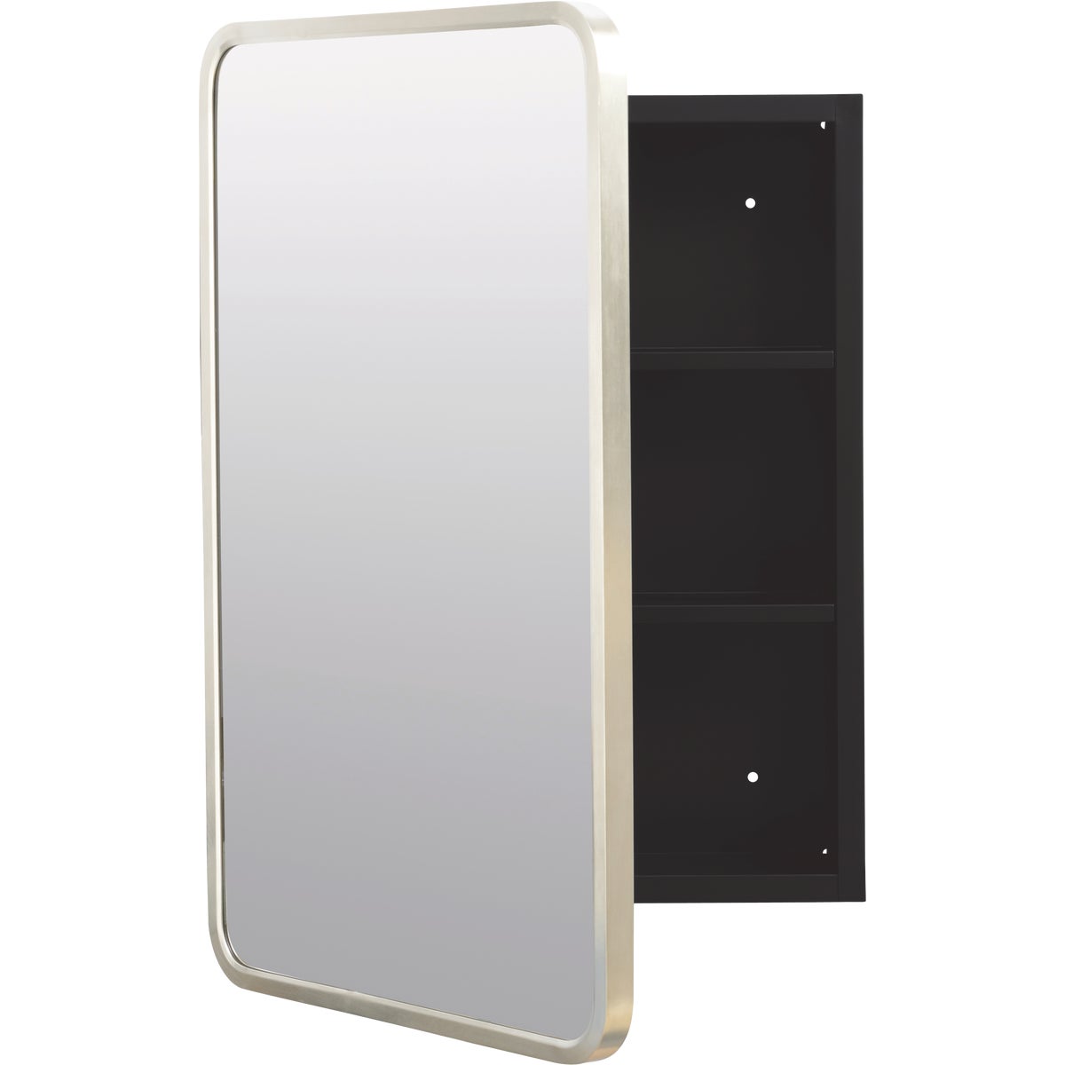 Zenna Home Designer Series Brushed Nickel 16 In. W x 24 In. H x 5 In. D Single Mirror Surface/Recess Mount Rectangle Medicine Cabinet Image 4