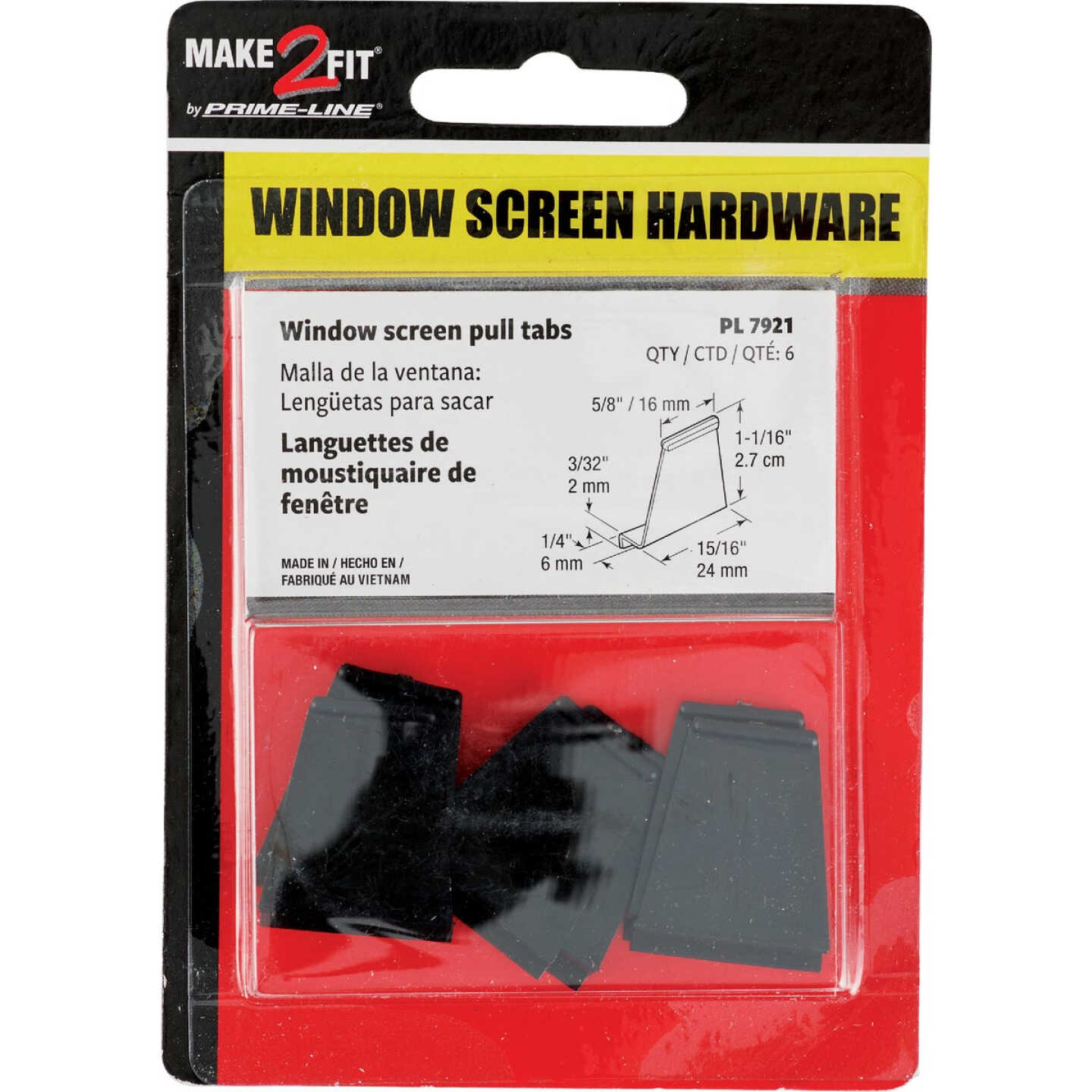 Prime-Line Black Spline Channel Pull Tab (6-Pack) Image 2