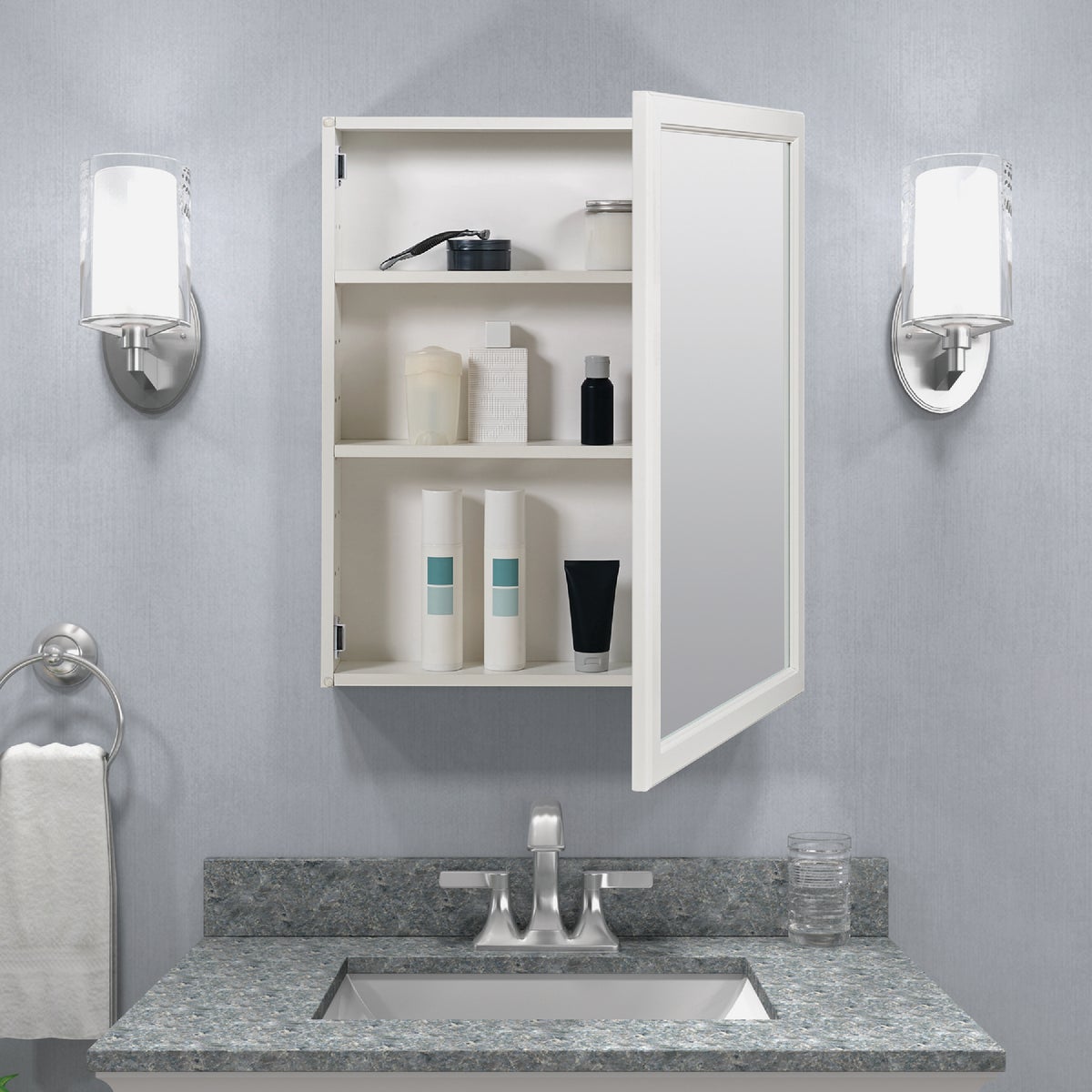 Zenna Home White 20 In. W. x 25 In. H. x 4.5 In. D. Single Mirror Surface Mount Framed Medicine Cabinet Image 3