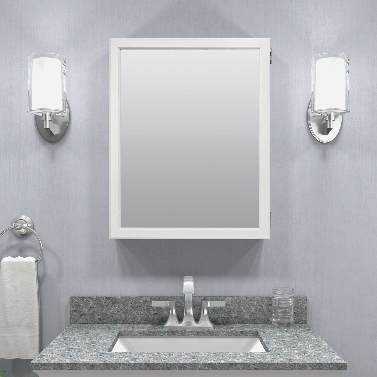 Zenna Home White 20 In. W. x 25 In. H. x 4.5 In. D. Single Mirror Surface Mount Framed Medicine Cabinet Image 2