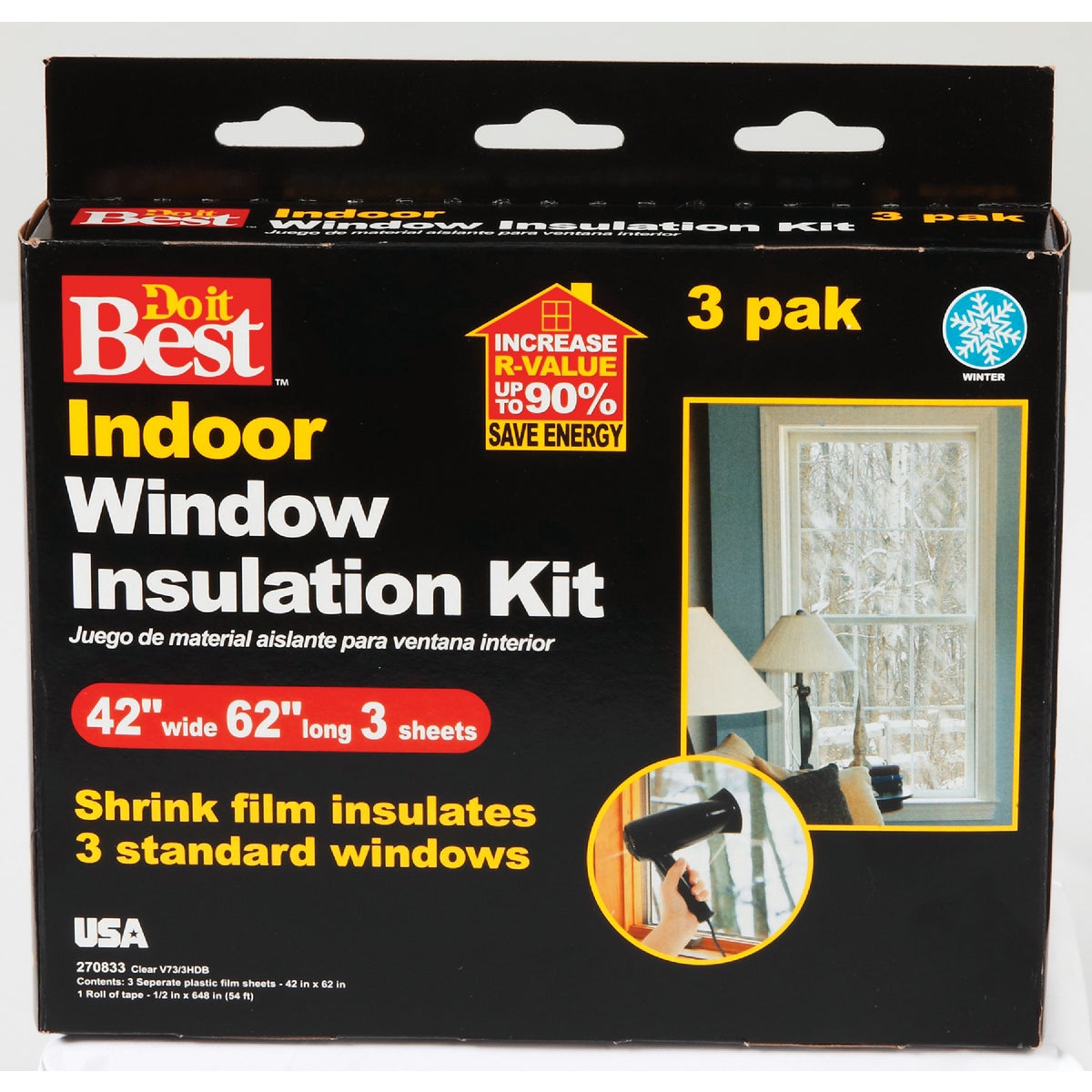 Do it Best 42 In. x 62 In. Indoor Shrink Film Window Kit (3-Pack) Image 3