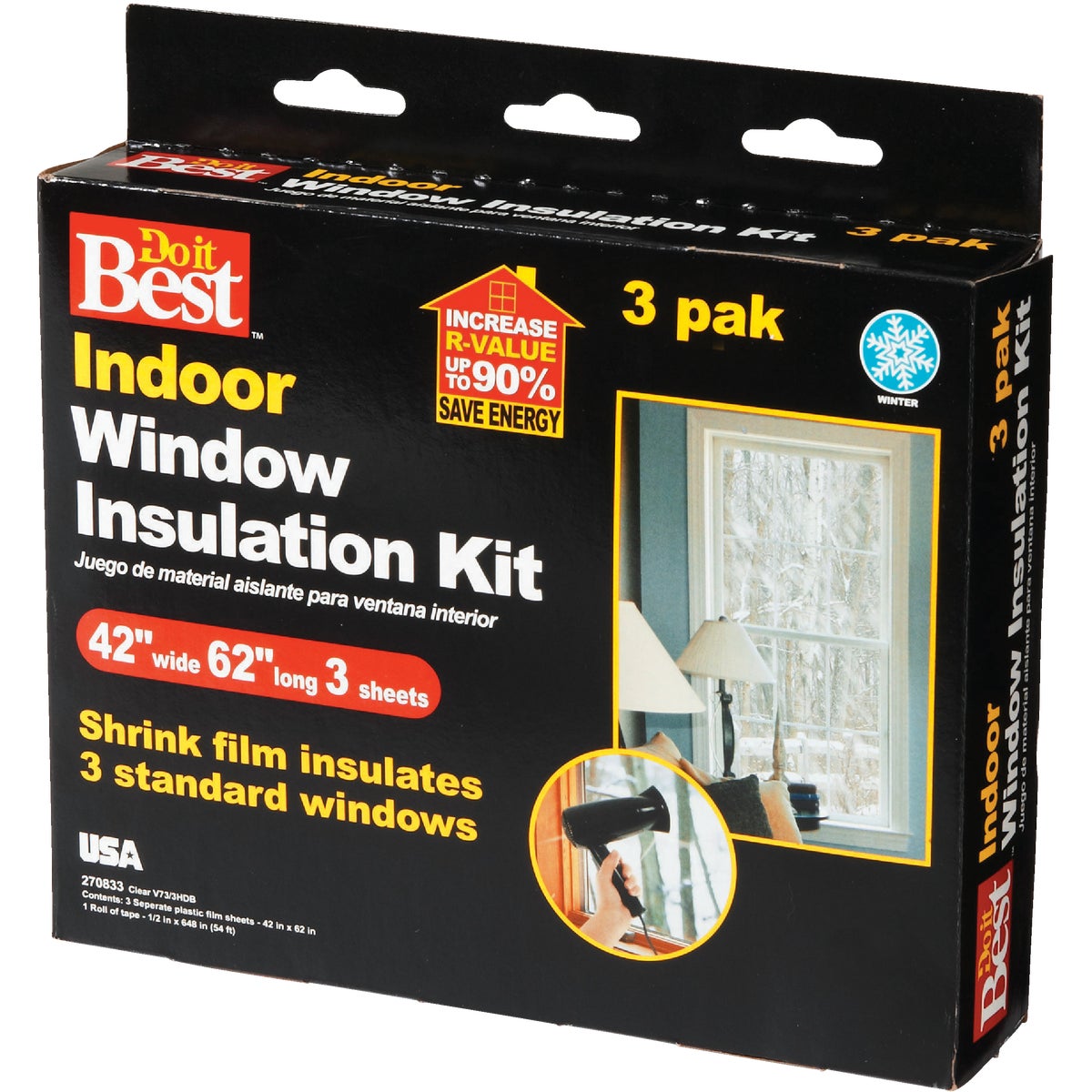 Do it Best 42 In. x 62 In. Indoor Shrink Film Window Kit (3-Pack) Image 4