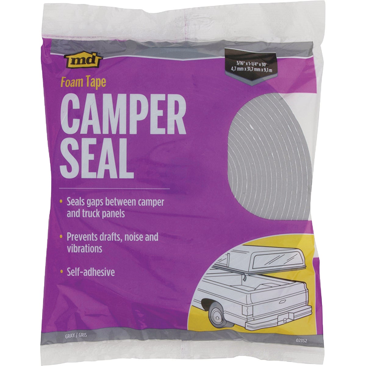 M-D Building Products 30 Ft. Gray Foam Tape Camper Seal for Camper Shells Image 8