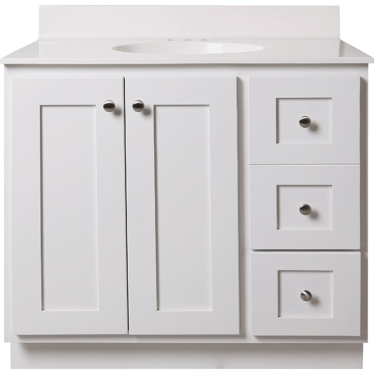 Bertch Storage Solutions 36 In. W x 34-1/2 In. H x 21 In. Deep White Vanity Base without Top, 3 Door/1 Drawer