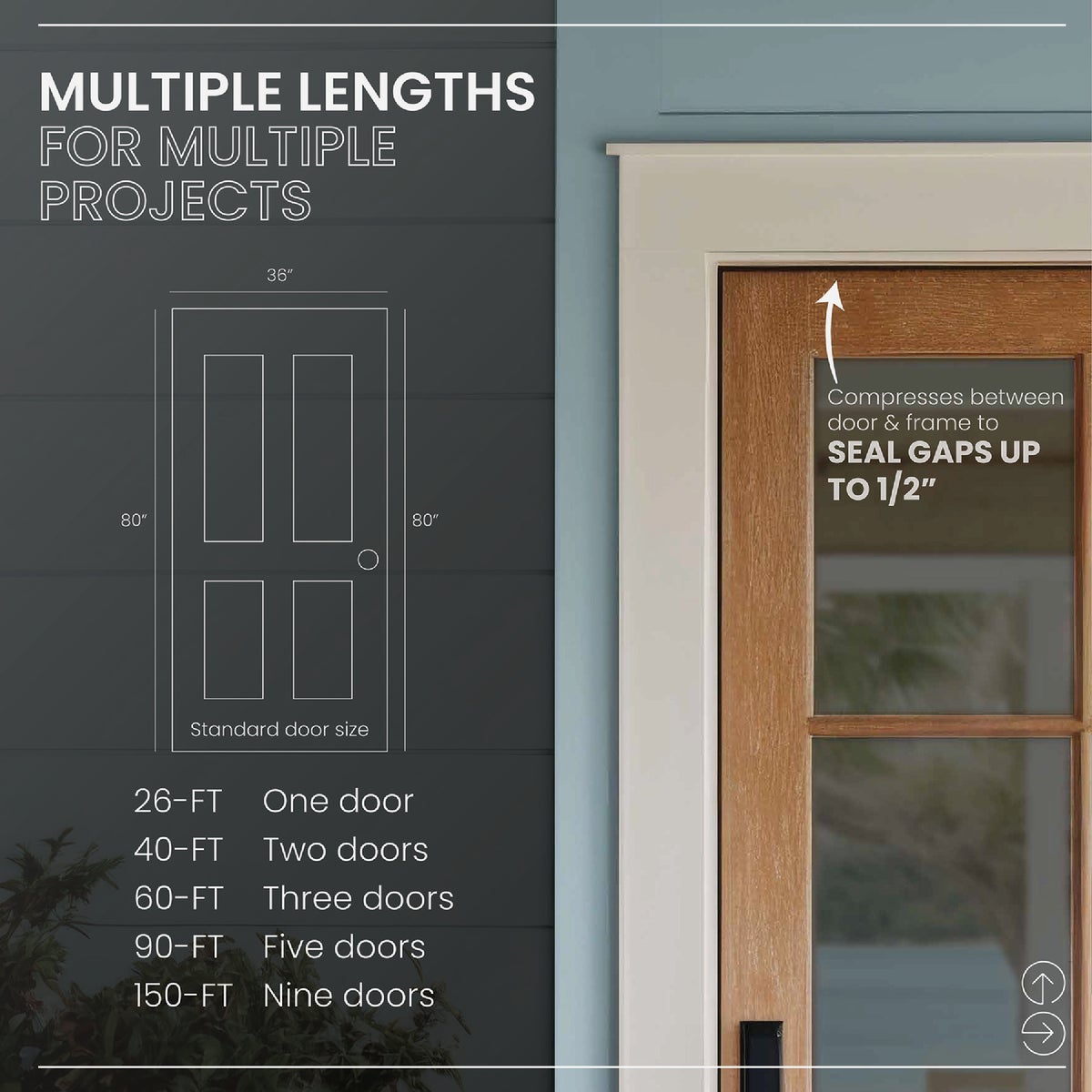 M-D Building Products 81 In. Brown Vinyl-coated Foam Top and Sides Door Seal for Doors with Kerf/Channel Image 5