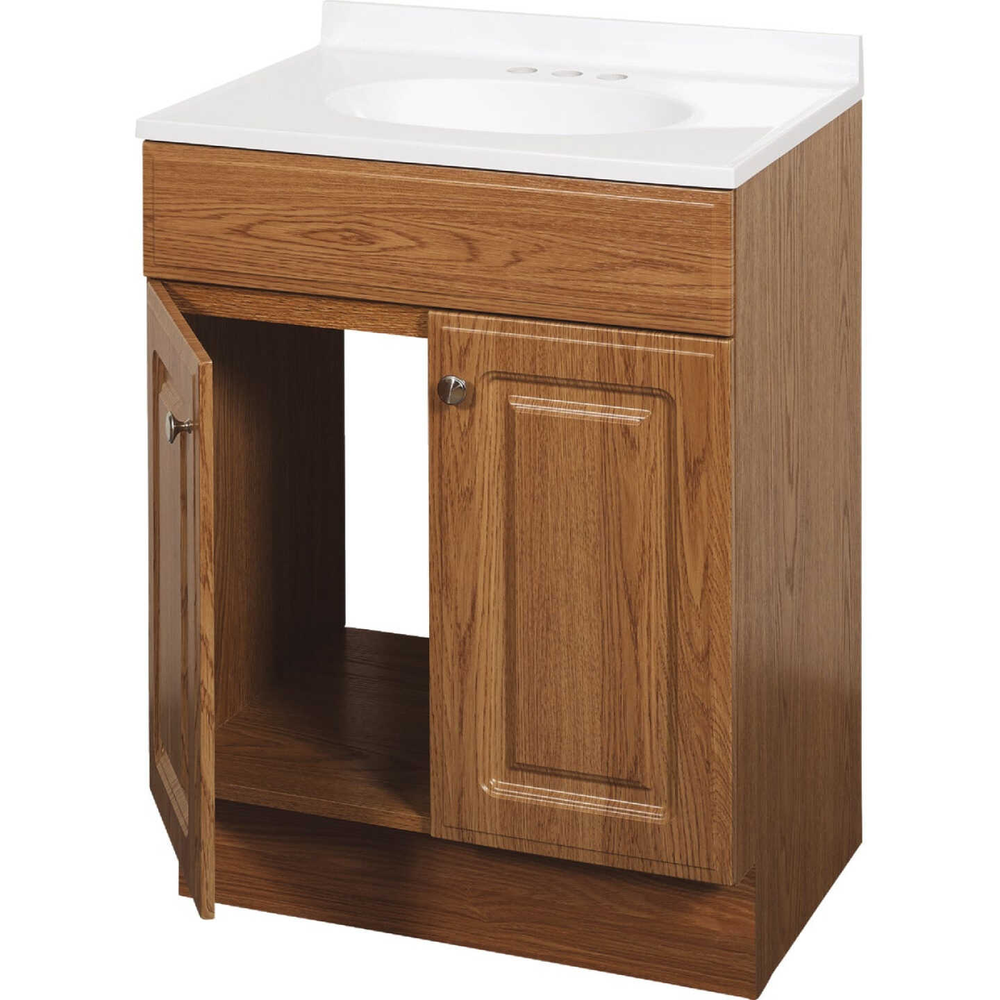 Zenith Zenna Home Oak 24 In. W x 35 In. H x 18 In. D Vanity with White Cultured Marble Top Image 3