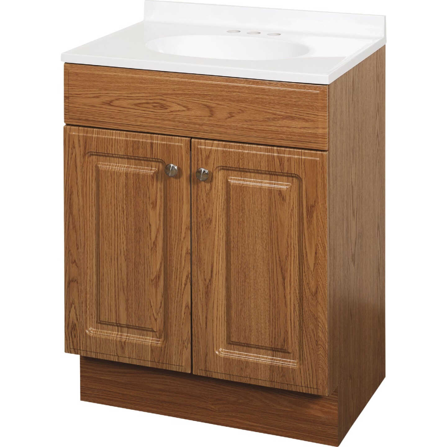Zenith Zenna Home Oak 24 In. W x 35 In. H x 18 In. D Vanity with White Cultured Marble Top Image 1