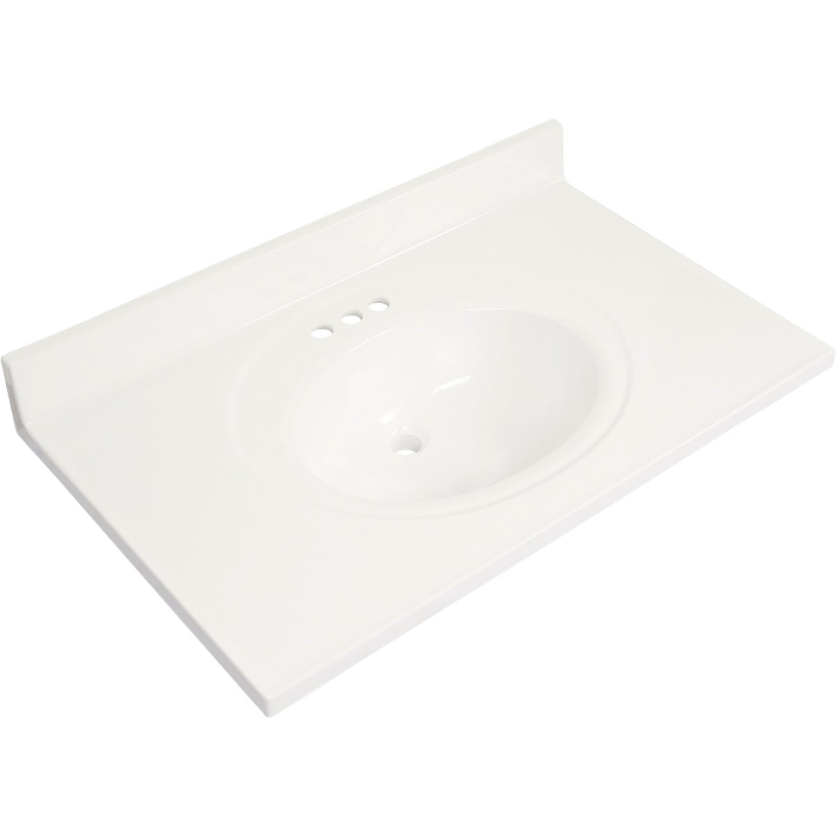 Modular Vanity Tops 37 In. W x 22 In. D Solid White Cultured Marble Flat Edge Single Sink Vanity Top with Oval Bowl Image 1