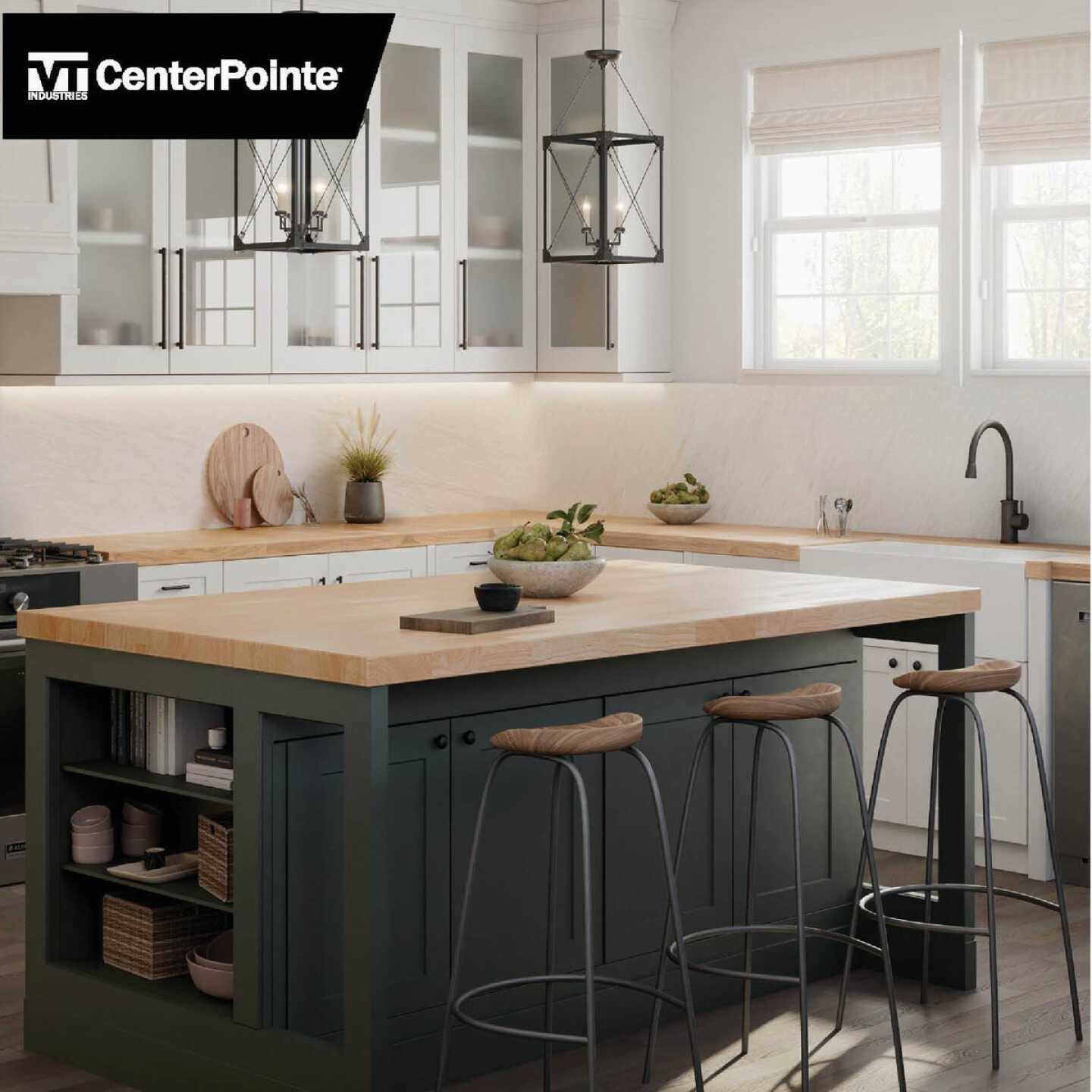 VT Industries CenterPointe 98 In. L x 25 In. D x 1.5 In. T Unfinished Hevea Wood Butcher Block Countertop with Square Edge Image 2