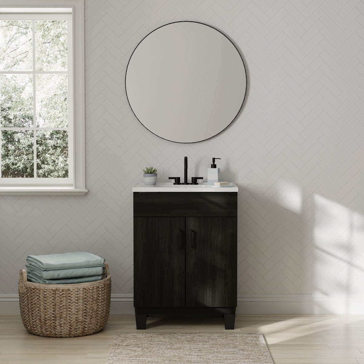 Zenna Home Wallowa Pine 24 In. W x 34 In. H x 18 In. D Vanity with White Cultured Marble Top Image 3