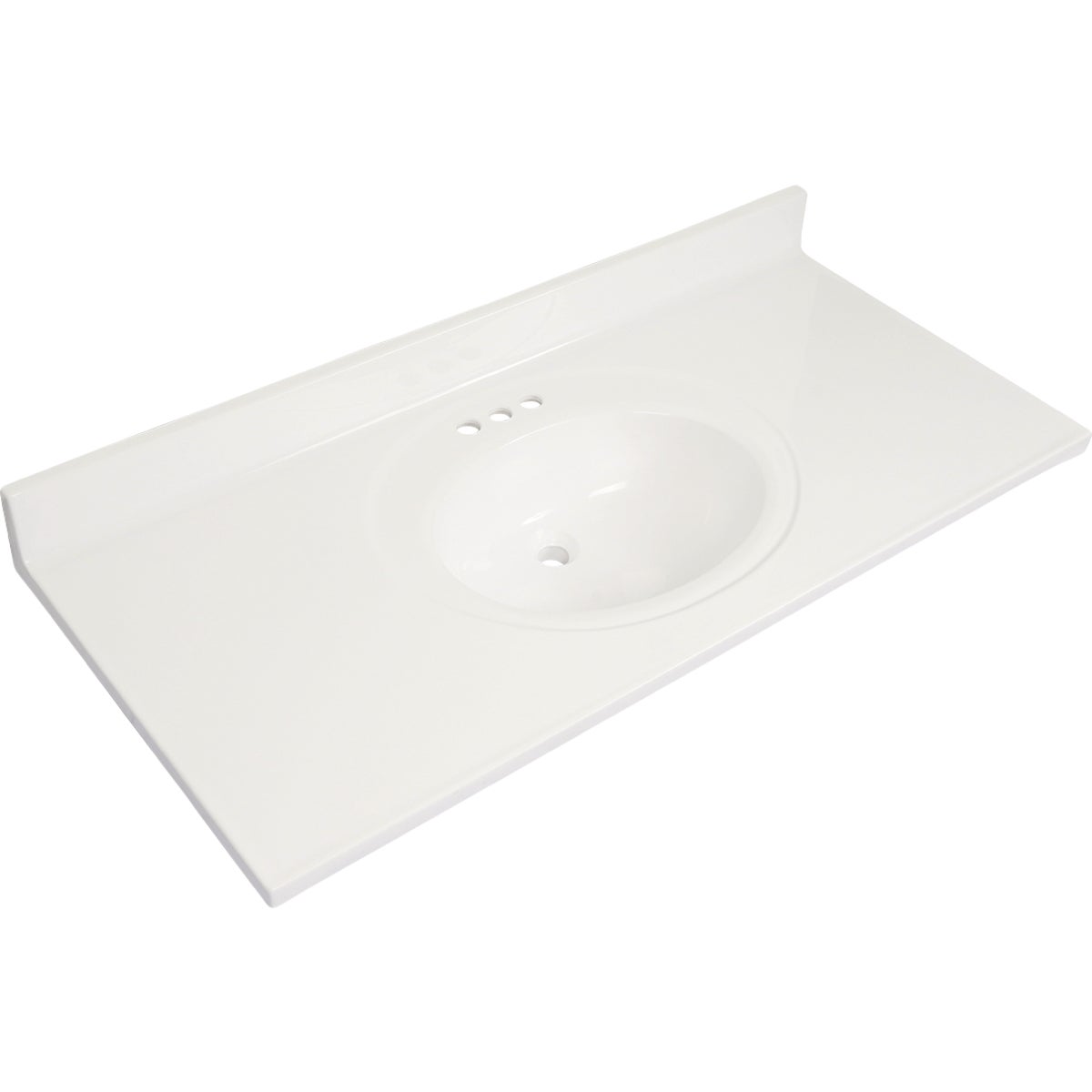 Modular Vanity Tops 49 In. W x 22 In. D Solid White Cultured Marble Flat Edge Single Sink Vanity Top with Oval Bowl Image 1