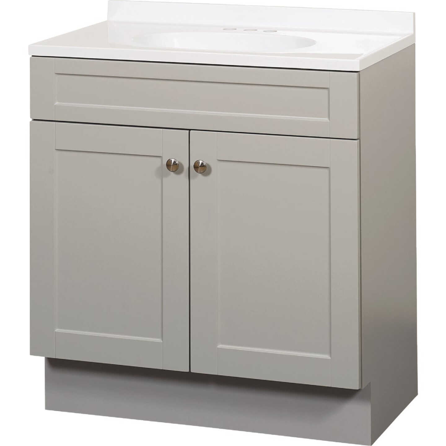 Zenith Zenna Home Cool Gray 30 In. W x 35 In. H x 18 In. D Shaker Vanity with White Cultured Marble Top Image 1