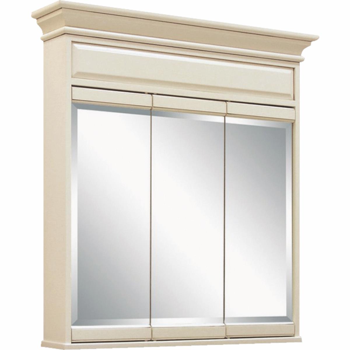 Sunny Wood Sanibel White Glazed 36 In. W x 38 In. H x 7-1/4 In. D Tri-View Surface Mount Medicine Ca