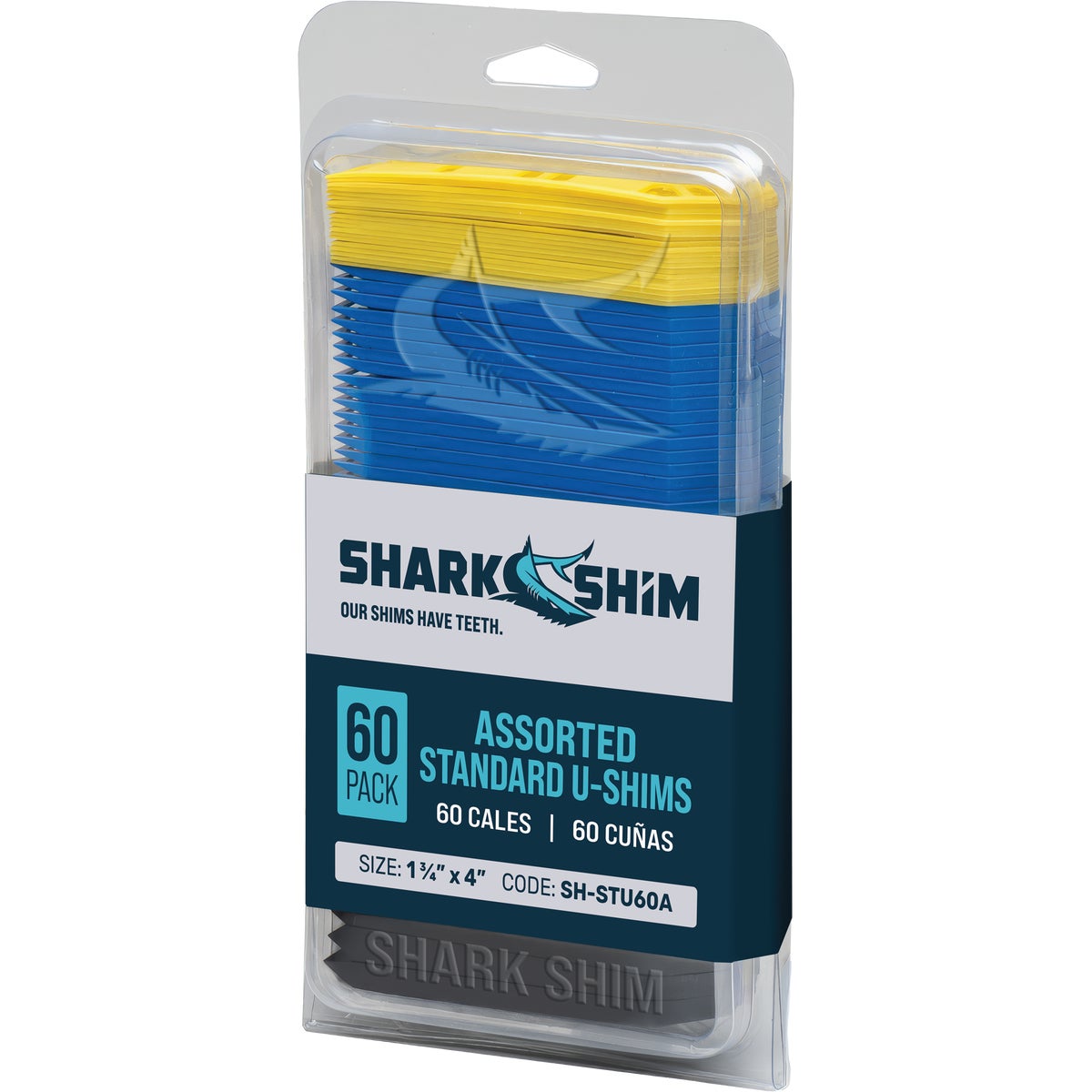 Shark Shim 4 In. L Polypropylene Standard U Shim, Assorted Thicknesses (60-Count)