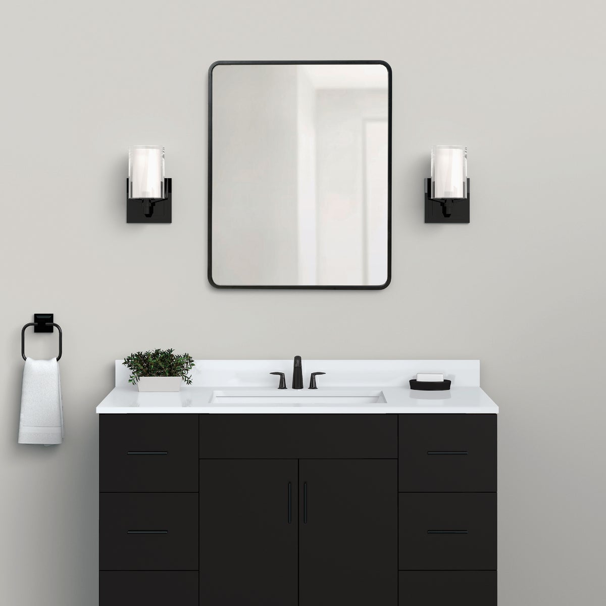 Zenna Home Designer Series Black 24 In. W x 30 In. H x 5 In. D Single Mirror Surface/Recess Mount Rectangle Medicine Cabinet Image 2