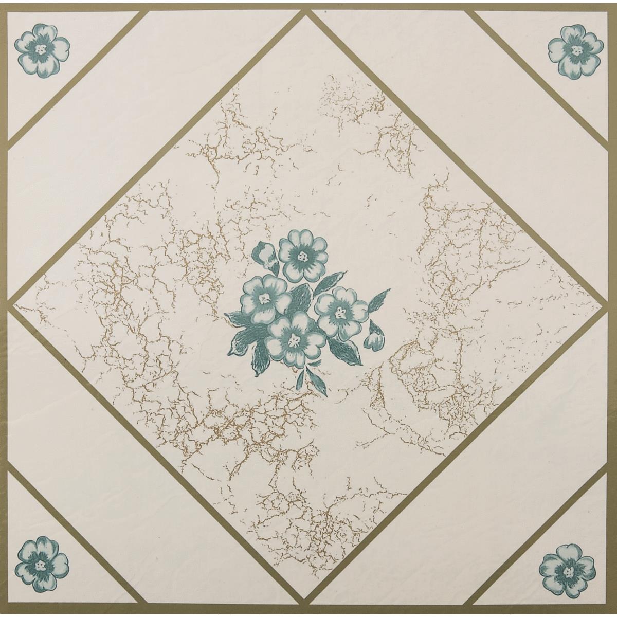12" TEAL FLOWER TILE Image 1
