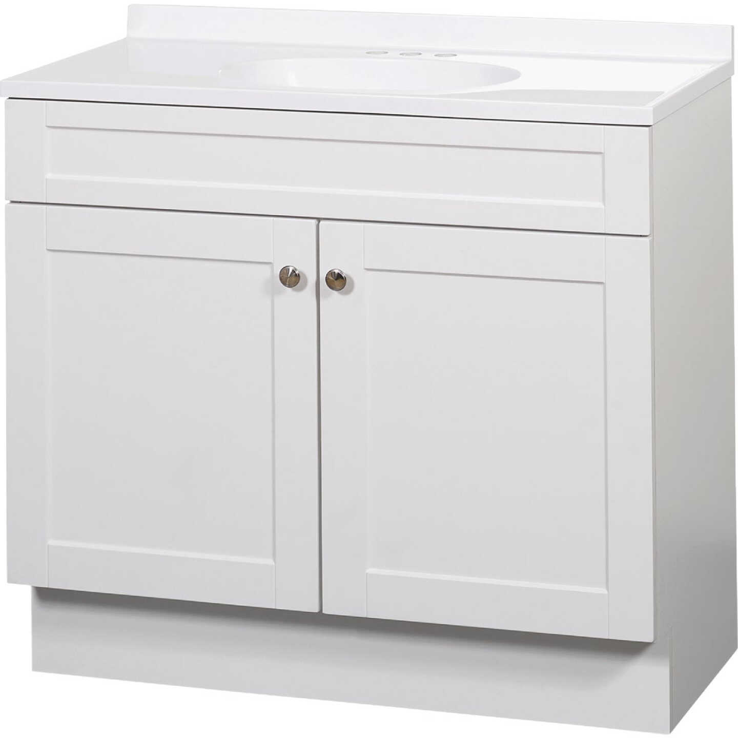 Zenith Zenna Home White 36 In. W x 35 In. H x 18 In. D Shaker Vanity with White Cultured Marble Top Image 1
