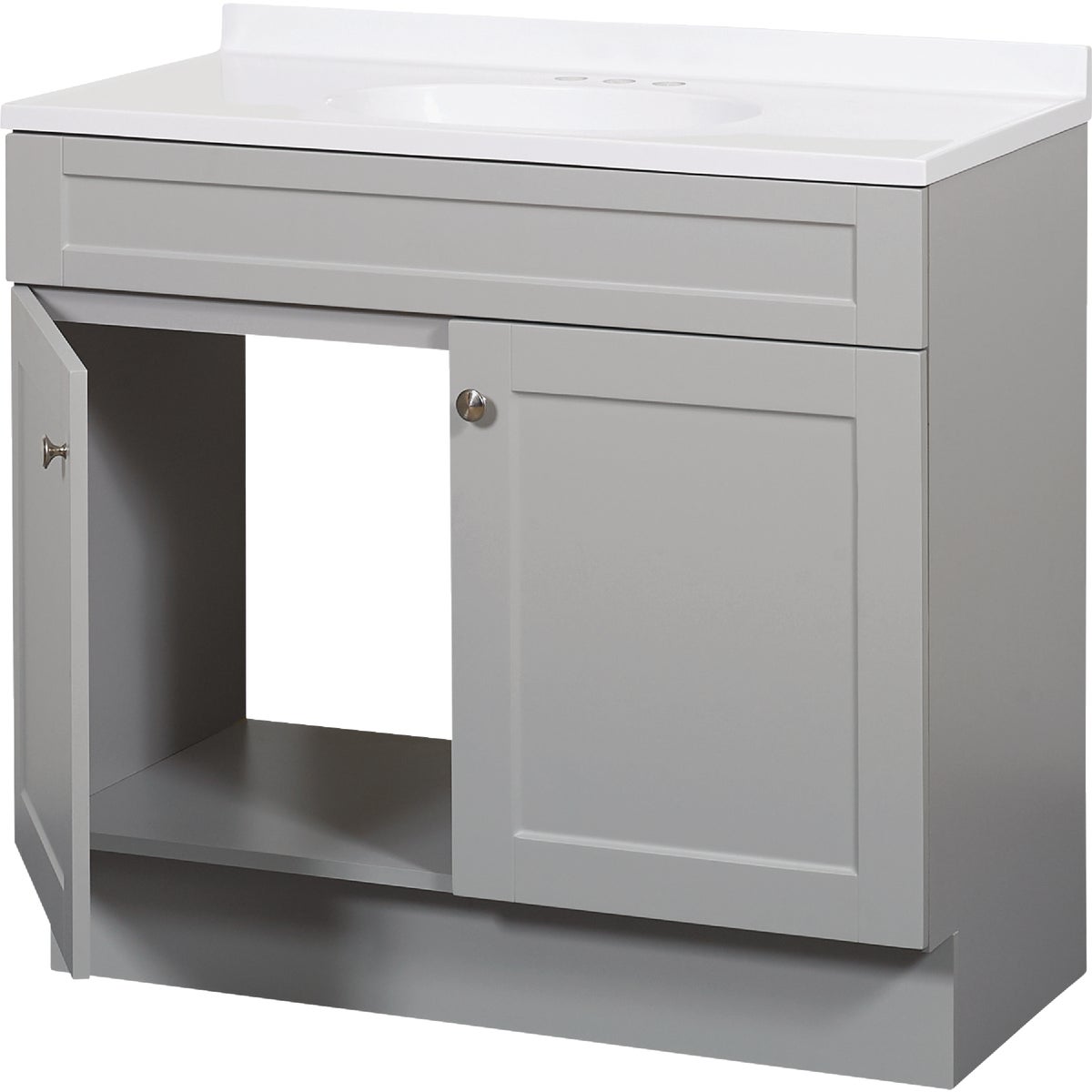 Zenith Zenna Home Cool Gray 36 In. W x 35 In. H x 18 In. D Shaker Vanity with White Cultured Marble Top Image 3