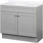 Zenith Zenna Home Cool Gray 36 In. W x 35 In. H x 18 In. D Shaker Vanity with White Cultured Marble Top Image 1