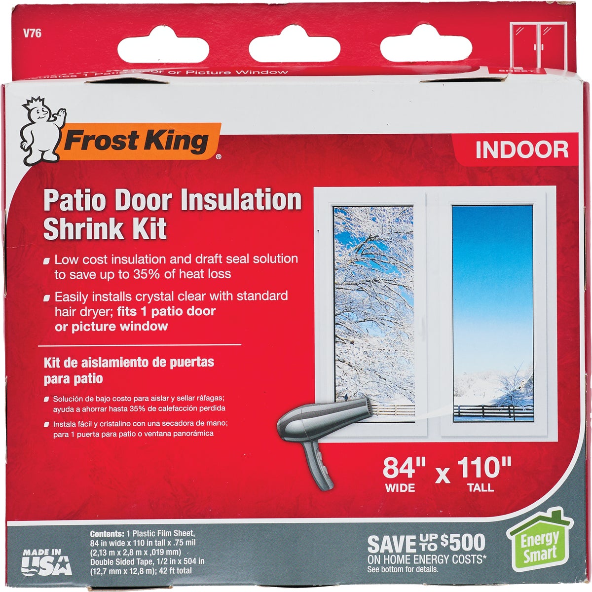 Frost King Indoor 84 In. x 110 In. Patio Door or Picture Window Insulation Kit