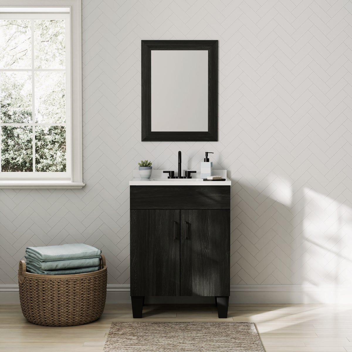 Zenna Home 20 In. x 26 In. Wallowa Pine Framed Wall Mirror Image 2