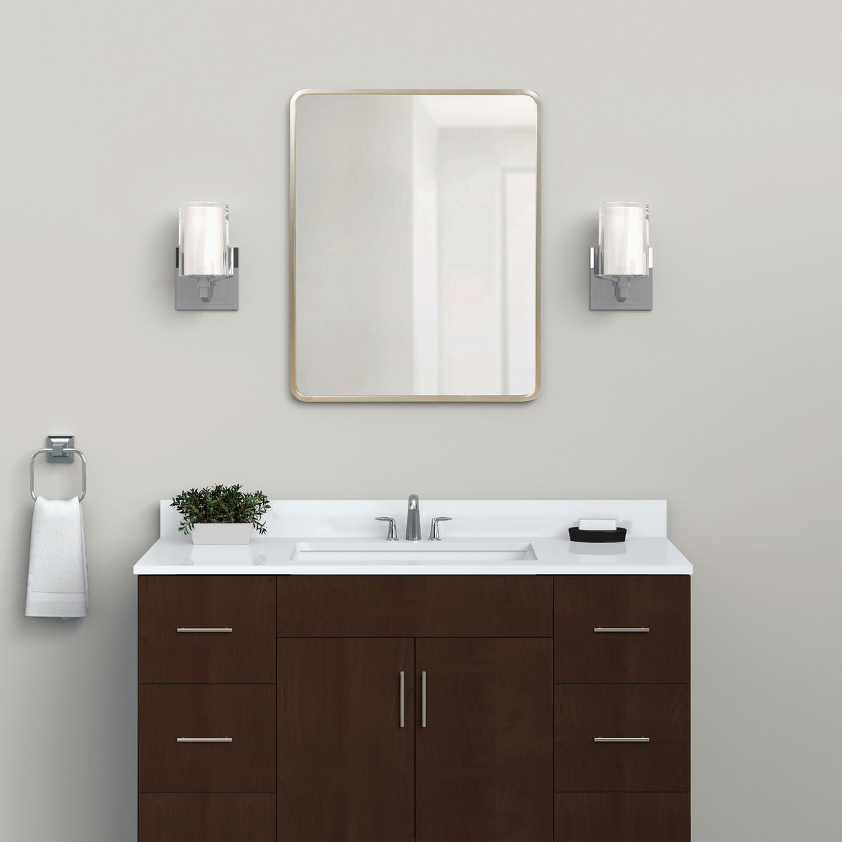Zenna Home Designer Series Brushed Nickel 24 In. W x 30 In. H x 5 In. D Single Mirror Surface/Recess Mount Rectangle Medicine Cabinet Image 3
