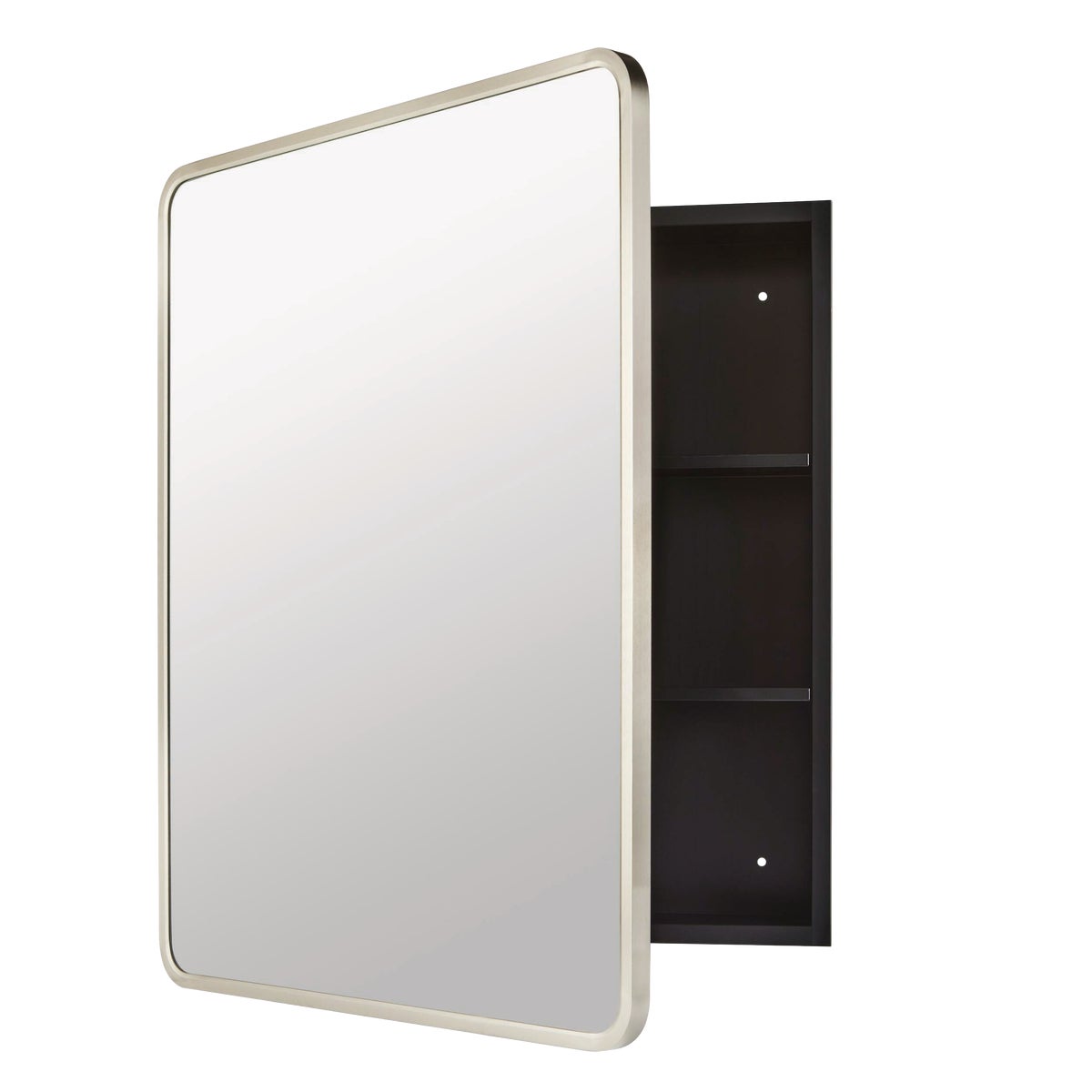 Zenna Home Designer Series Brushed Nickel 24 In. W x 30 In. H x 5 In. D Single Mirror Surface/Recess Mount Rectangle Medicine Cabinet Image 5