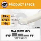 Frost King 3/4 In. Wide x 5/16 In. Thick x 10 Ft. Long White Rubber Foam Weatherstrip Tape Image 3