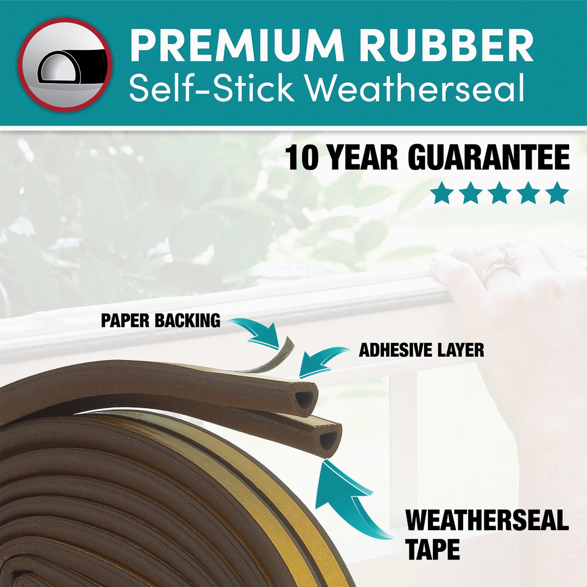 Frost King 17 Ft. x 5/16 In. Brown Rubber Weatherstrip Image 2