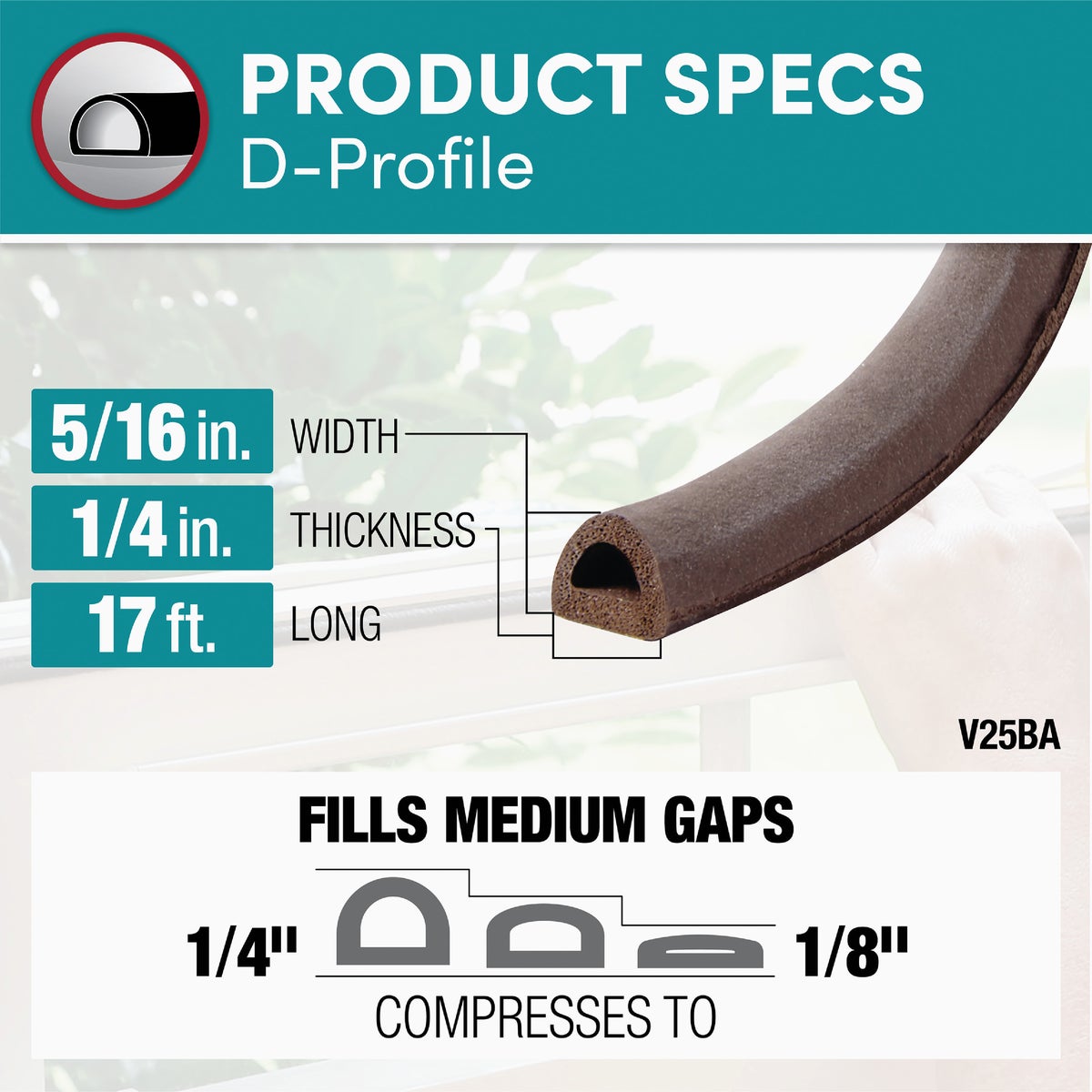 Frost King 17 Ft. x 5/16 In. Brown Rubber Weatherstrip Image 3