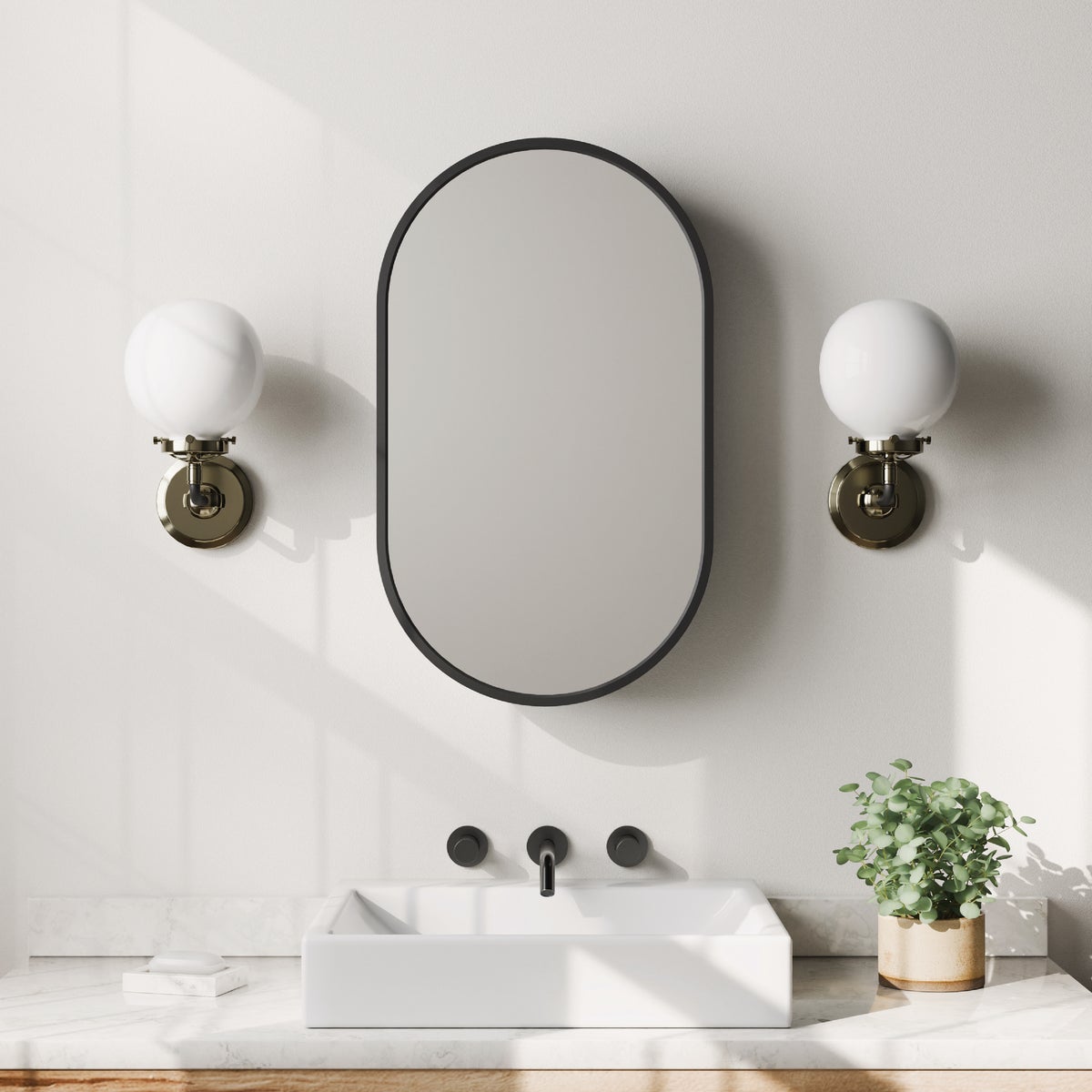 Zenna Home Designer Series Black 16 In. W x 27 In. H x 5 In. D Single Mirror Surface Mount Pill Framed Medicine Cabinet Image 2