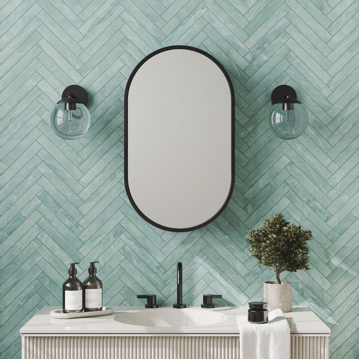 Zenna Home Designer Series Black 16 In. W x 27 In. H x 5 In. D Single Mirror Surface Mount Pill Framed Medicine Cabinet Image 5