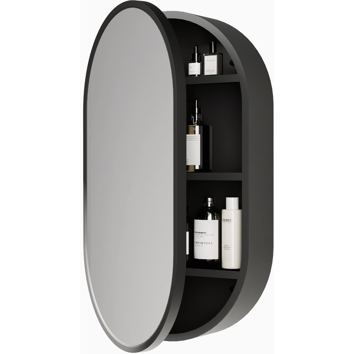 Zenna Home Designer Series Black 16 In. W x 27 In. H x 5 In. D Single Mirror Surface Mount Pill Framed Medicine Cabinet Image 4