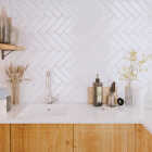Emser Raku 3 In. x 12 In. Glossy White Ceramic Wall Tile with Hand Glazed Inverted Visual (6.29 Sq. Ft./Case) Image 1