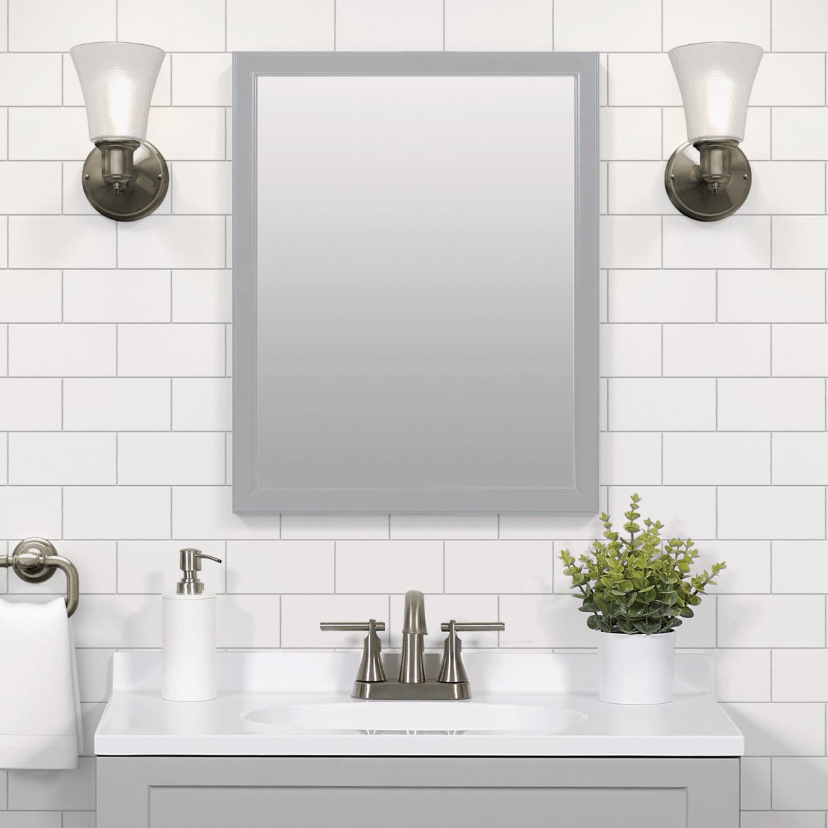 Zenna Home 20 In. x 25 In. Dove Gray Framed Wall Mirror Image 3
