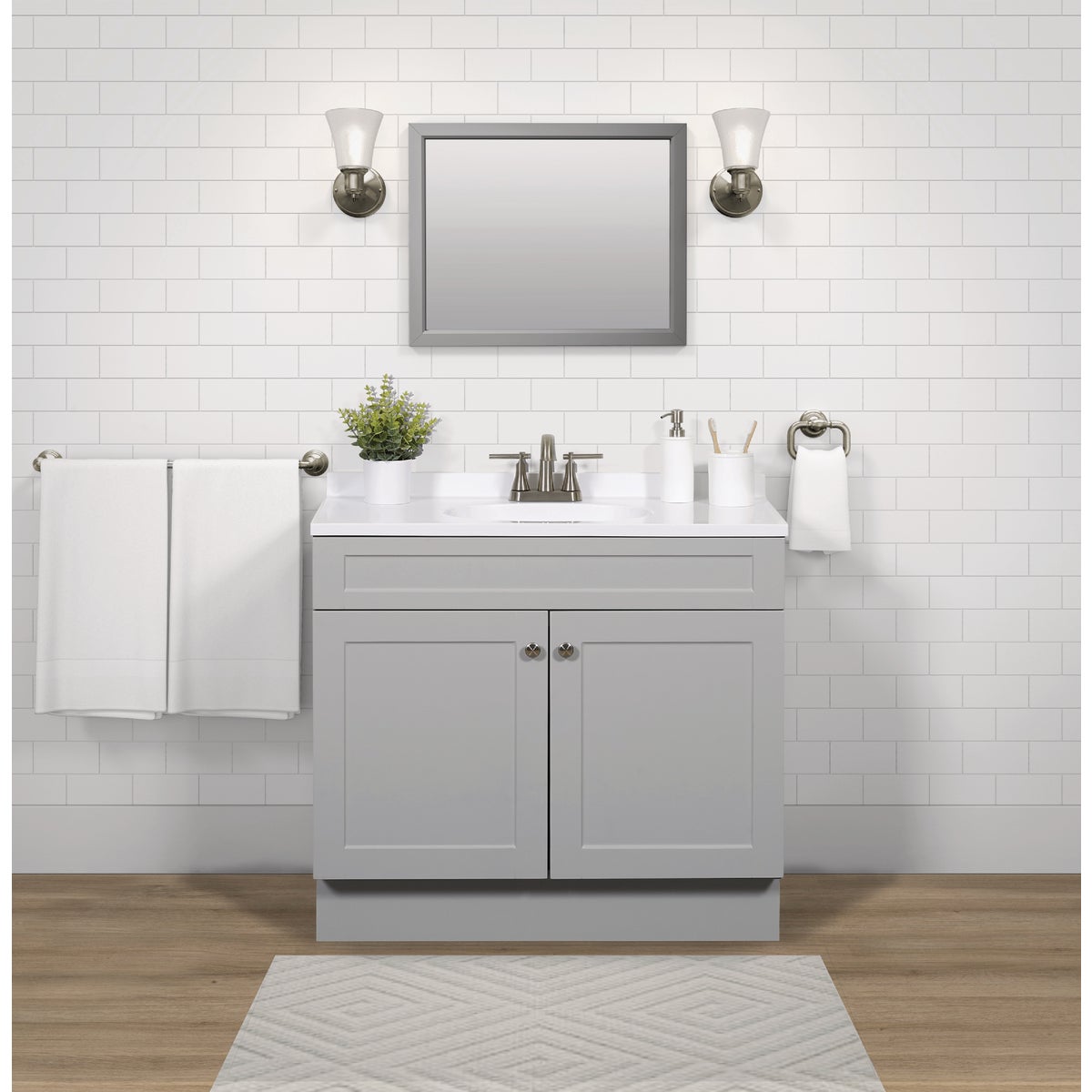 Zenna Home 20 In. x 25 In. Dove Gray Framed Wall Mirror Image 4