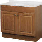 Zenith Zenna Home Oak 36 In. W x 35 In. H x 18 In. D Vanity with White Cultured Marble Top Image 1