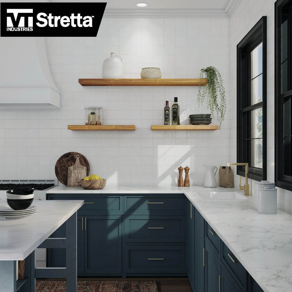 VT Industries Stretta 10 Ft. Left Hand Laminate White Marble Countertop Image 2