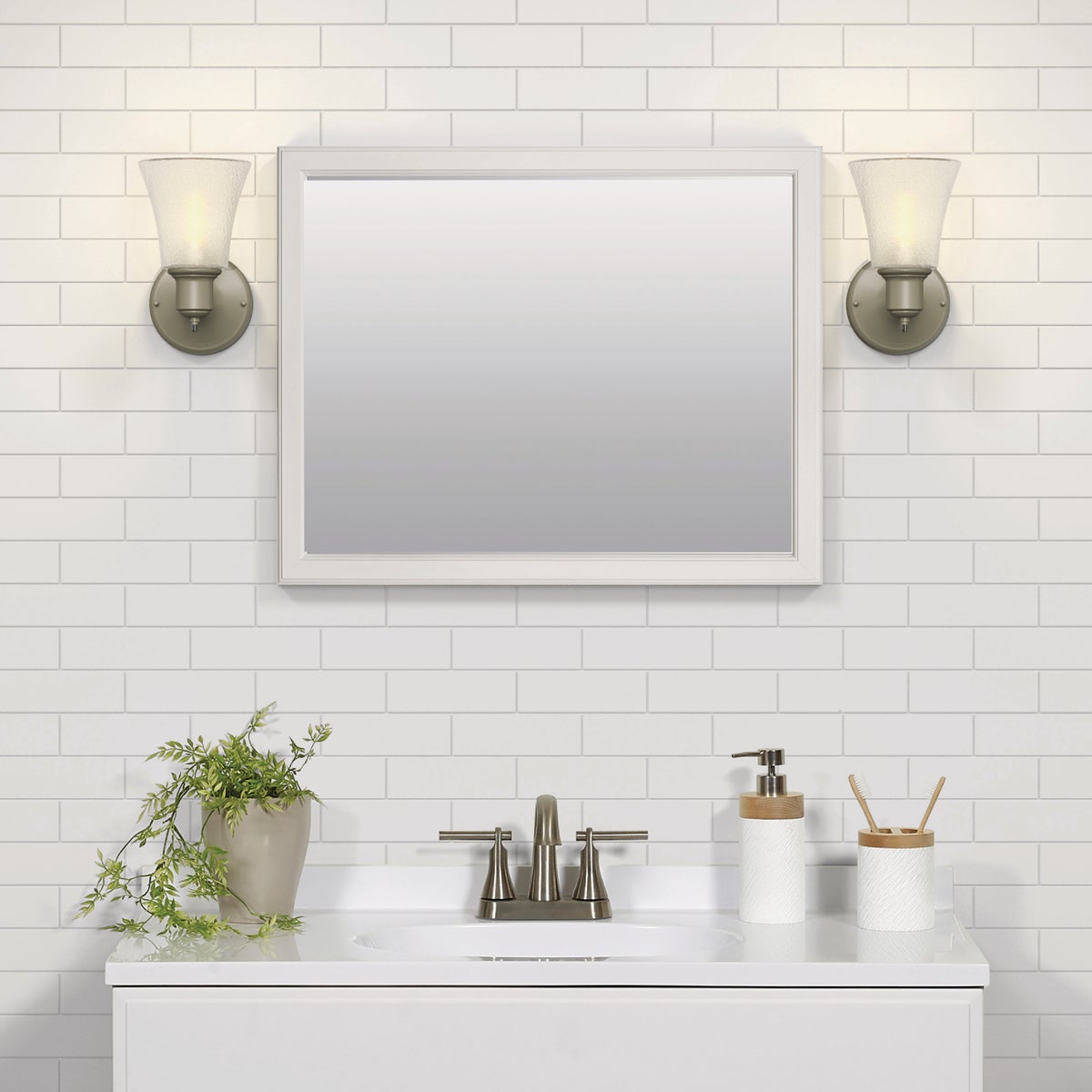 Zenna Home 20 In. x 25 In. White Framed Wall Mirror Image 2