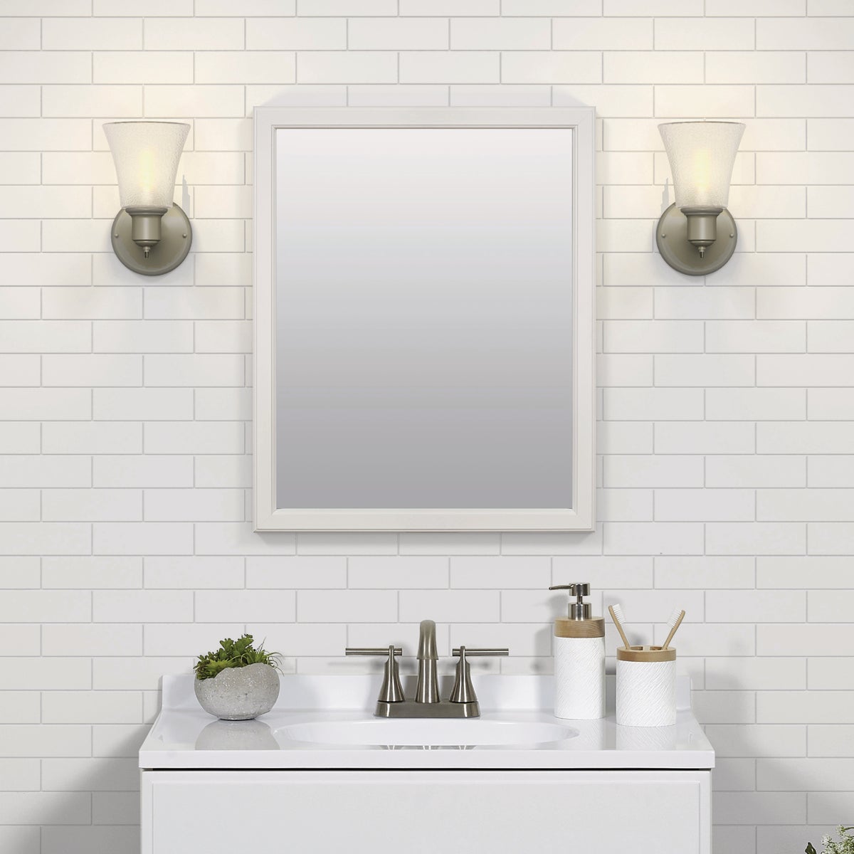 Zenna Home 20 In. x 25 In. White Framed Wall Mirror Image 3