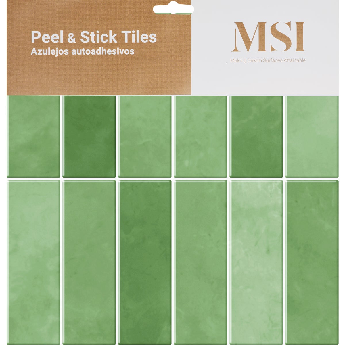 MSI 10 In. x 10 In. Gel Peel and Stick Wall Tile, Deep Emerald Stax Image 2