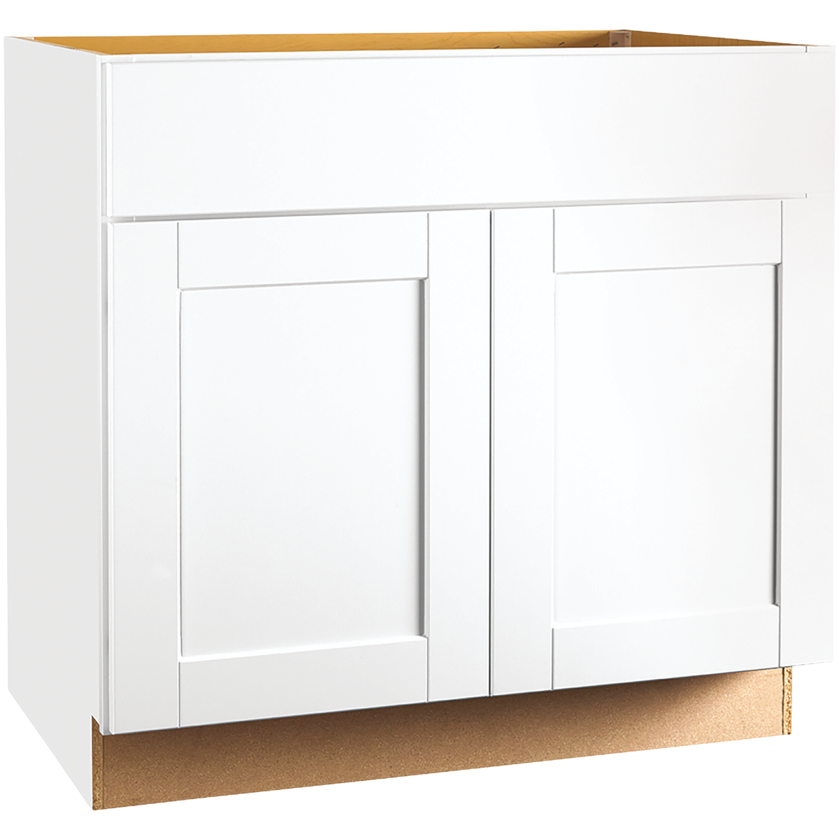 Continental Cabinets Andover Shaker 36 In. W. x 24 In. D. x 34-1/2 In. H White Thermofoil Sink Base Kitchen Cabinet