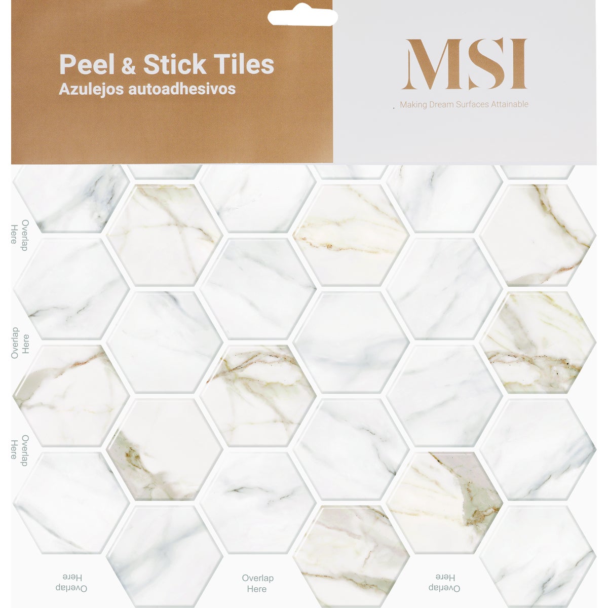 MSI 10 In. x 10 In. Gel Peel and Stick Wall Tile, Vespian Marble Hex Image 2