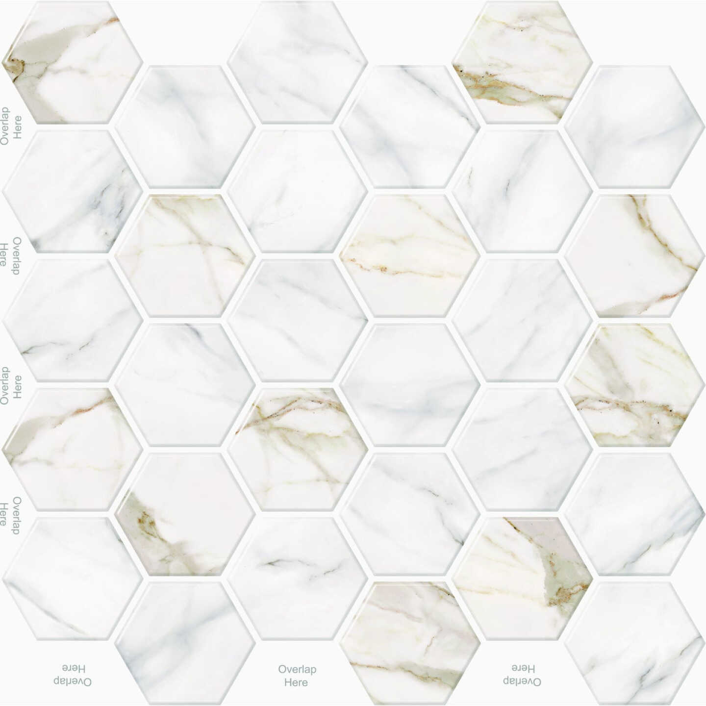 MSI 10 In. x 10 In. Gel Peel and Stick Wall Tile, Vespian Marble Hex Image 1