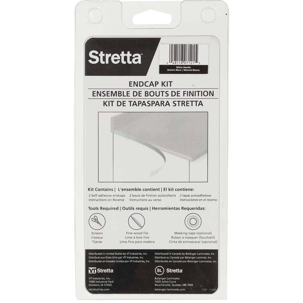 VT Industries Stretta Laminate Countertop White Marble End Cap Kit Image 2