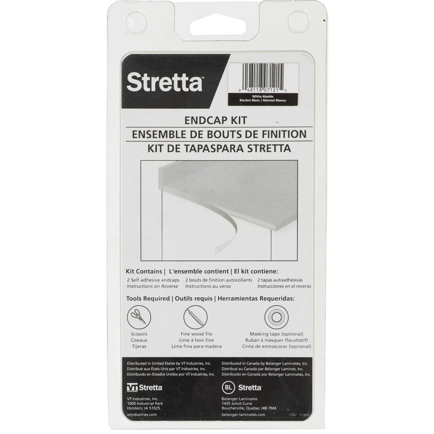VT Industries Stretta Laminate Countertop White Marble End Cap Kit Image 2