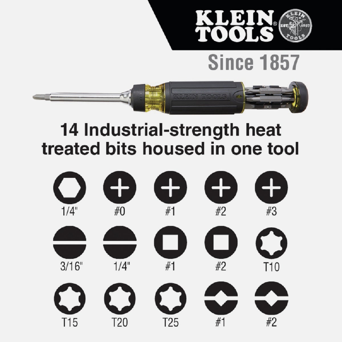 Klein 15-In-1 Multi-Bit  Ratcheting Screwdriver/Nut Driver Image 7