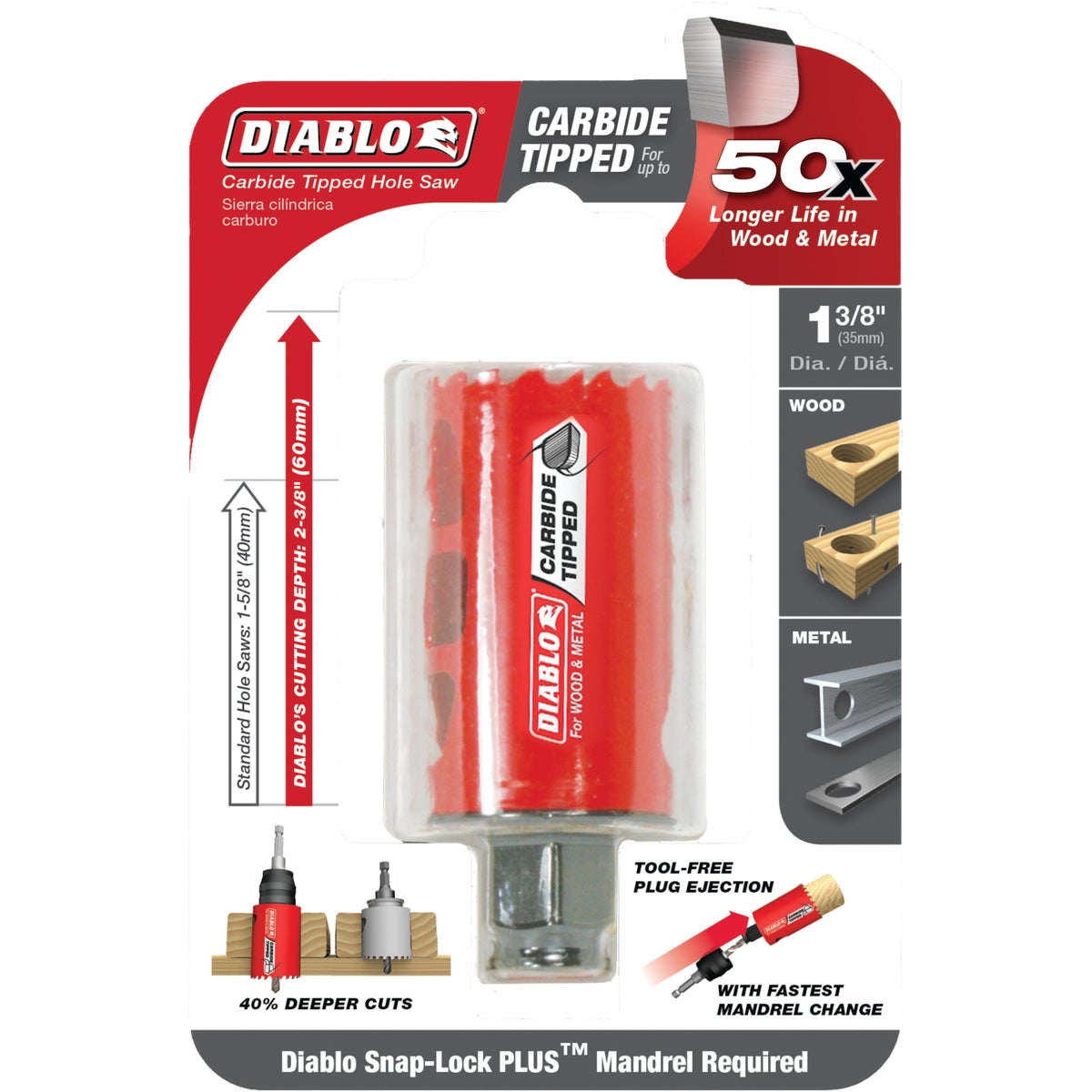 Diablo 1-3/8 In. Carbide-Tipped Hole Saw Image 2