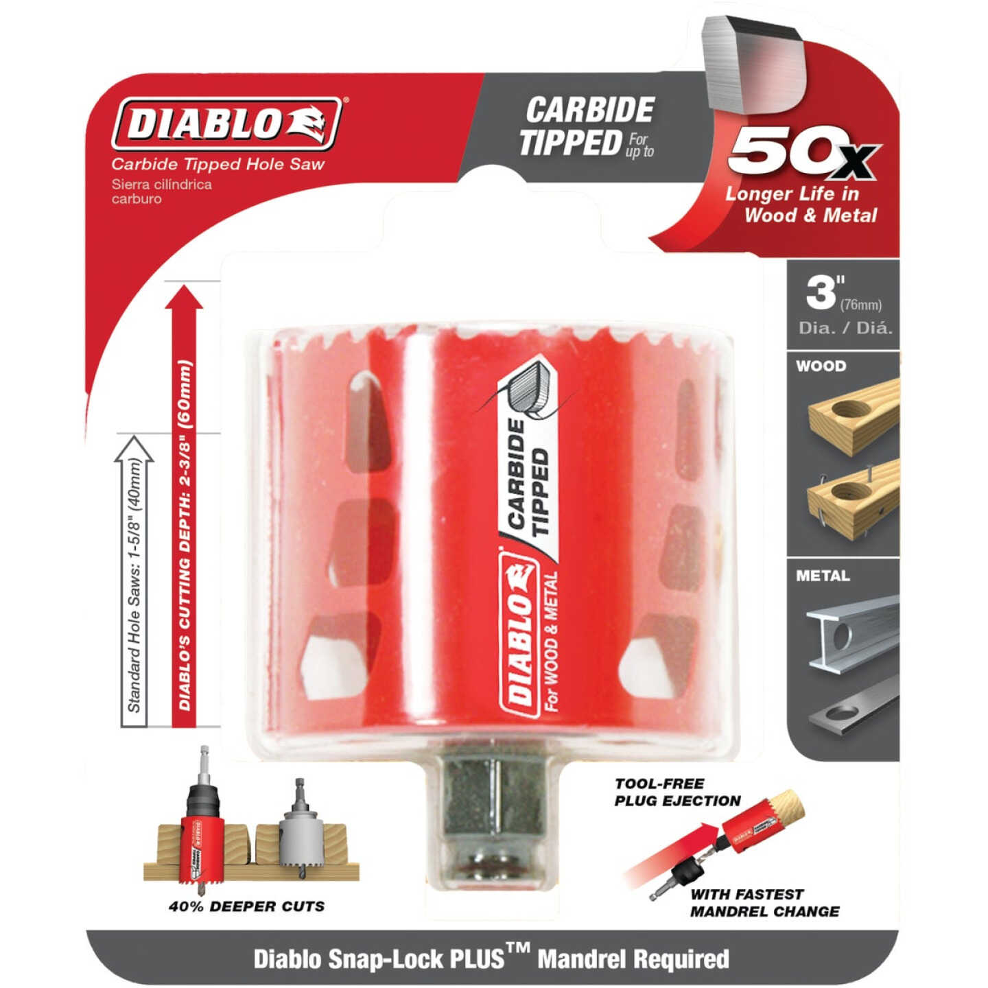 Diablo 3 In. Carbide-Tipped Hole Saw Image 2